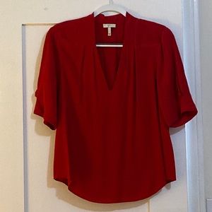 Joie red silky V-neck top - L